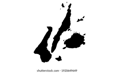 Schwarze Silhouette einer Karte der zentralen Visayas-Region der Philippinen auf weißem Hintergrund