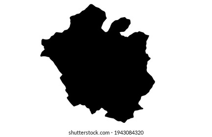 black silhouette of map of Chandigarh city in india on white background