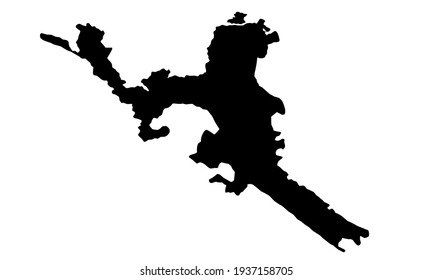 black silhouette of a map of the city of Acapulco in Mexico on a white background