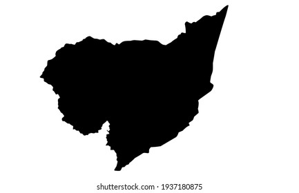 black silhouette of a map of the city of Aguas Buenas in Puerto Rico on a white background