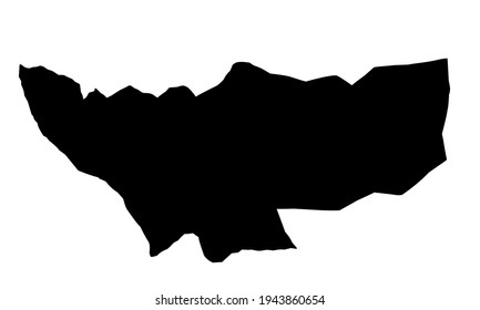 Black silhouette of a map of the city of Ashuth in egypt on a white background