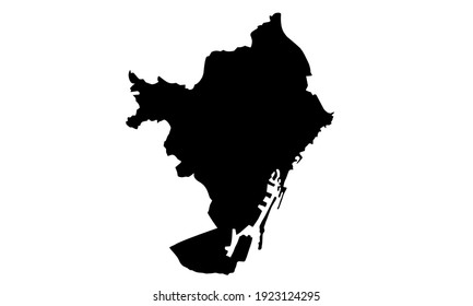 Black Silhouette Map City Barcelona Spain Stock Vector (Royalty Free ...