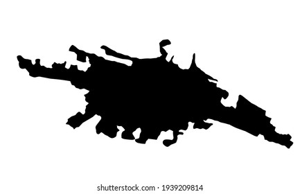 black silhouette of a map of the city of Barletta in Italy on a white background