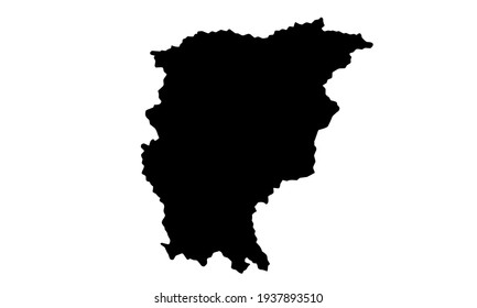 black silhouette of a map of the city of Bergamo in Italy on a white background