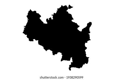 black silhouette of a map of the city of Brno in southern czech on a white background