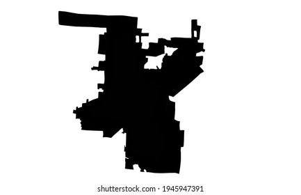 Black silhouette of a map of the city of Bryant in Arkansas, United States of America on a white background
