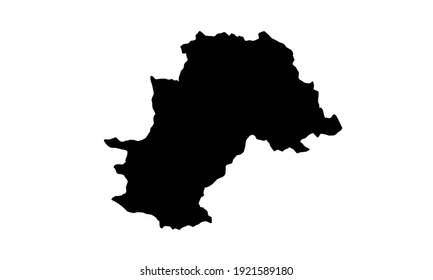 black silhouette of a map of the city of Campinas in southern brazil on a white background