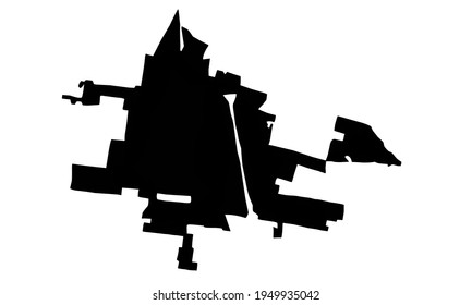 Black silhouette of a map of the city of Carencro in Louisiana in the United States on a white background