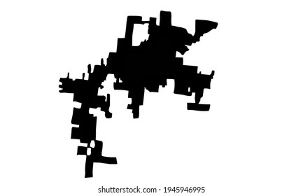Black silhouette of a map of the city of Centerton in Arkansas, United States of America on a white background