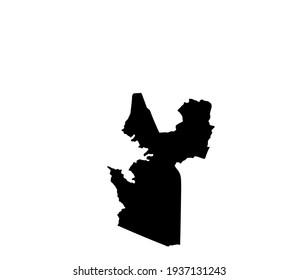 Black silhouette of map of the city of Ecatepec de Morelos in Mexico on a white background