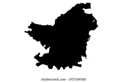 black silhouette of map of the city of El Barrio de La Soledad in Oaxaca mexico on a white background