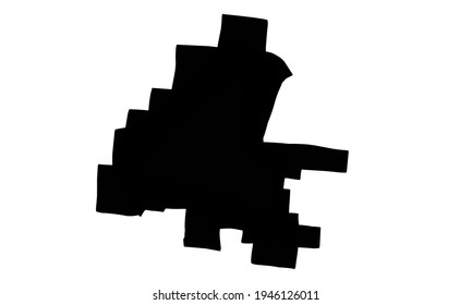 Black silhouette of a map of the city of El Dorado in Arkansas, United States of America on a white background