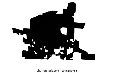 Black silhouette of a map of the city of Fallon in Nevada, United States of America on a white background