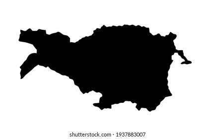 black silhouette of a map of the city of Ferrara in Italy on a white background