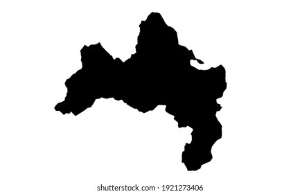 black silhouette of a map of the city of Freiburg in Germany on a white background