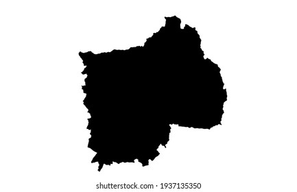 black silhouette of map of the city of Guadalajara in Mexico on a white background