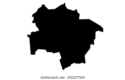 black silhouette of a map of the city of Hamm in Germany on a white background