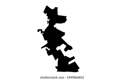 Black silhouette of a map of the city of Hodgenville in Kentucky, USA on a white background