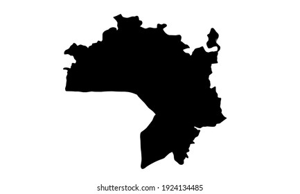 black silhouette of a map of the city of Kazan in Russia on a white background