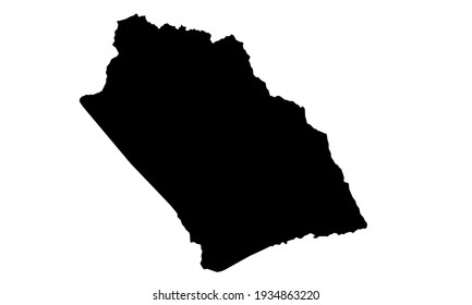 black silhouette of a map of the city of Kibwezi in Makueni, Kenya on a white background