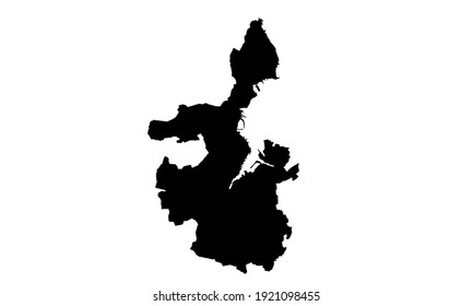 black silhouette of a map of the city of Kiel in Germany on a white background svg