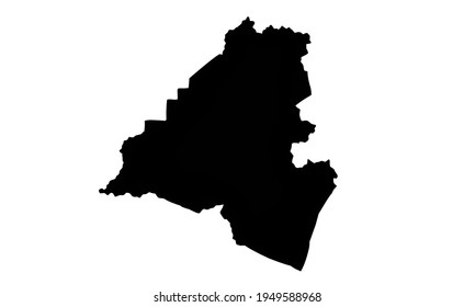 Black silhouette of a map of the city of Lafayette in Louisiana, USA on a white background