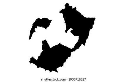 black silhouette of a map of the city of Lausanne in Switzerland on a white background