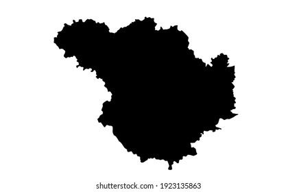 black silhouette of a map of the city of Leeds in England on a white background