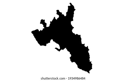 black silhouette of a map of the city of Nakuru in Kenya on a white background