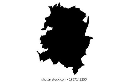 black silhouette of map of the city of Naucalpan de Juarez in Mexico on a white background