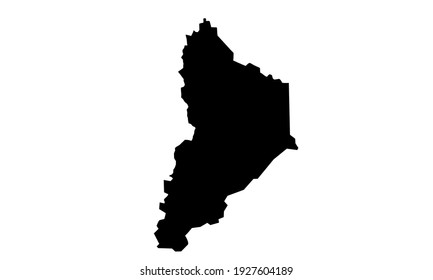 black silhouette of map of the city of Neuquen in southern Argentina on a white background