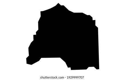 black silhouette of a map of the city of Okigwe in Nigeria on a white background