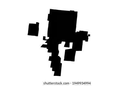 Black silhouette of a map of the city of Rayville in Louisiana in the United States on a white background