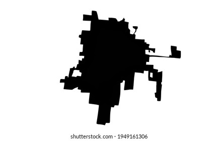 schwarze Silhouette einer Karte der Stadt Ruston in Louisiana, USA auf weißem Hintergrund