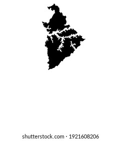 black silhouette of a map of the city of Sao Bernardo do Campo in Brazil on a white background