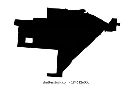 black silhouette of a map of the city of Searcy in Arkansas, United States of America on a white background