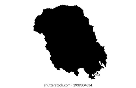 Black silhouette of a map of the city of Skien in Norway on a white background