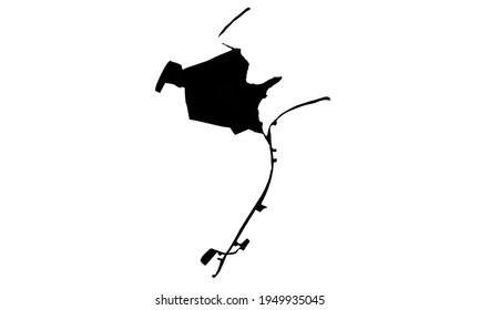 Black silhouette of a map of the city of Sterlington in Louisiana in the United States on a white background