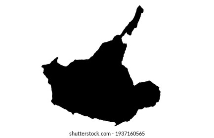 Black silhouette of a map of the city of Vevey in switzerland on a white background