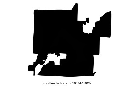 Black silhouette of map of the city of Winnemucca in nevada, United States of America on white background