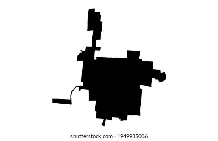 Black silhouette of a map of the city of Winnfield in Louisiana in the United States on a white background