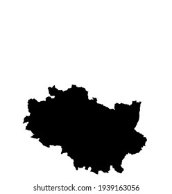 black silhouette of a map of the city of Wroclaw in western Poland on a white background