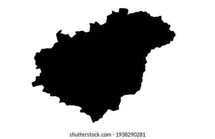 black silhouette of a map of the city of Zlin in the Czech republic on a white background