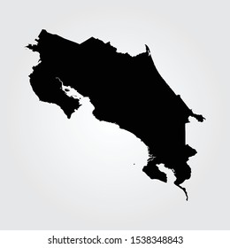 Black silhouette of the Map of Costa Rica on the white background