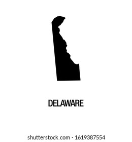 Black silhouette of the map of Delaware State on the white background