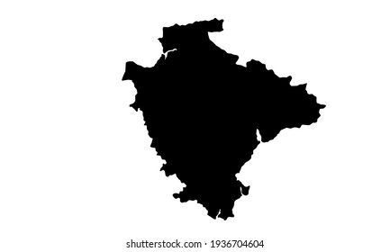 black silhouette of map of devon in England on white background