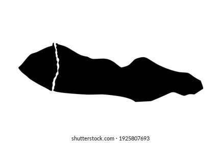 silueta negra del mapa de Dili en Timor Oriental sobre fondo blanco