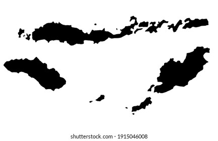 Black silhouette of a map of East Nusa Tenggara from Indonesia on a white background