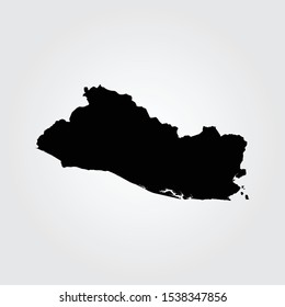 Black silhouette of the Map of El Salvador on the white background