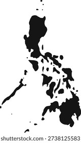 Black silhouette map of Filipinas isolated on white background
